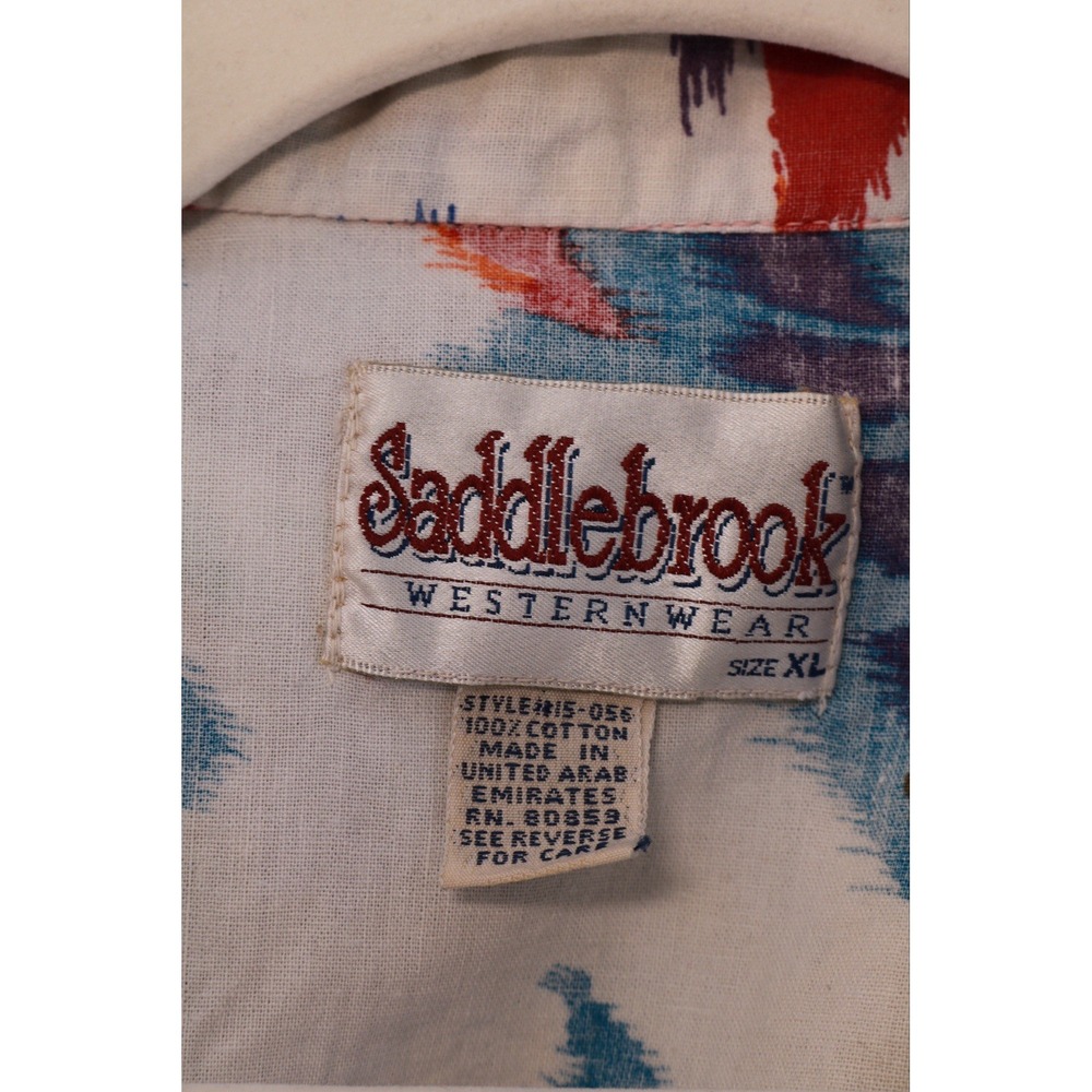 Saddlebrook Western Shirt Mens XL Southwestern Aztec Print Cotton Button Front - Picture 3 of 16